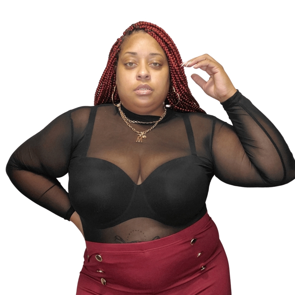 Long Sleeve Mesh See Through Shirt